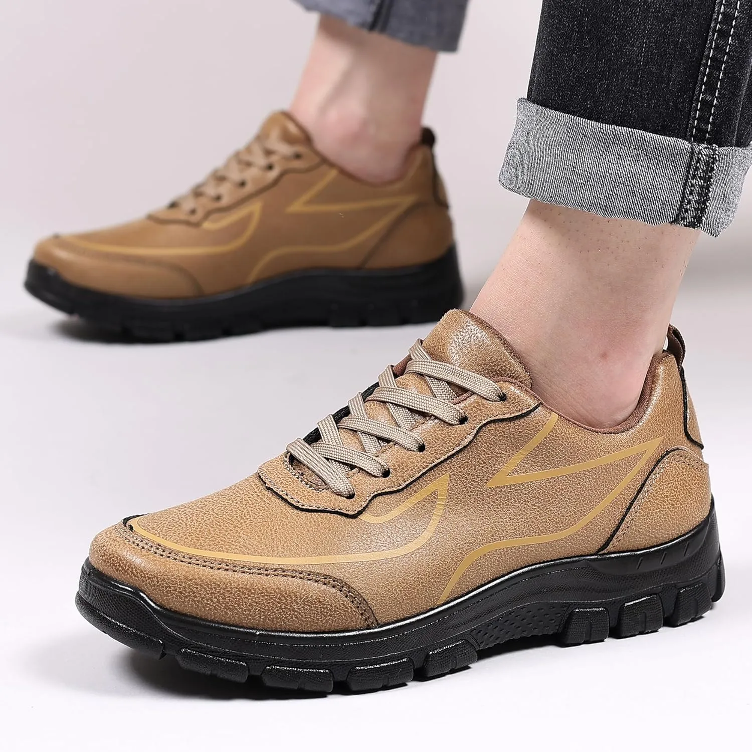 COSIDRAM Men's Casual Shoes Stylish Embossed Crocodile Print Sneakers Soft Walking Loafers