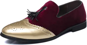 COSIDRAM Men's Casual Shoes Tassel Loafers Wingtip Brogues Comfort Slip on Walking Velvet Shoes