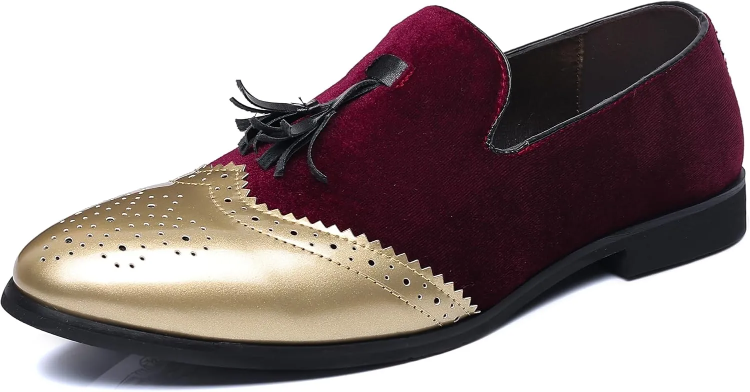 COSIDRAM Men's Casual Shoes Tassel Loafers Wingtip Brogues Comfort Slip on Walking Velvet Shoes