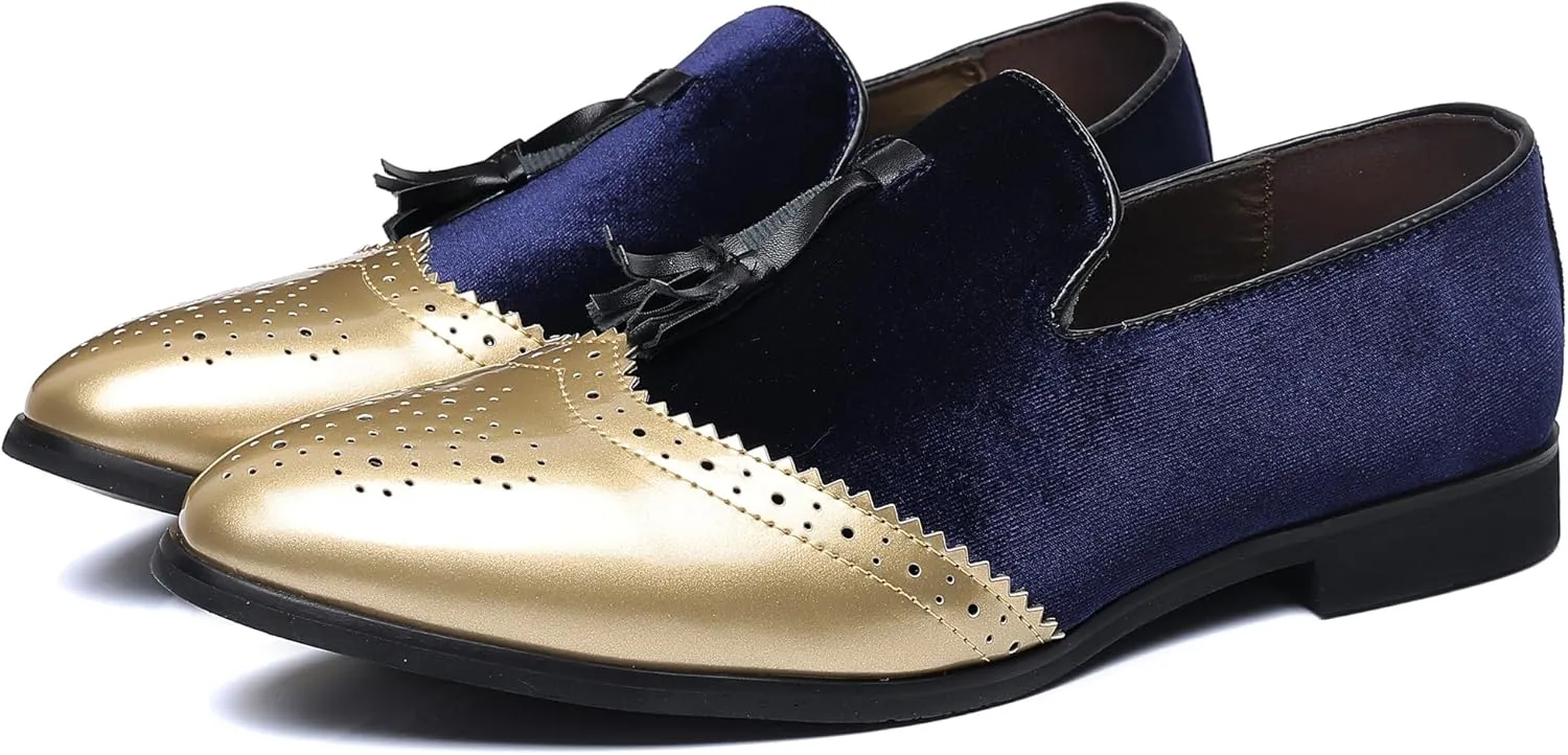 COSIDRAM Men's Casual Shoes Tassel Loafers Wingtip Brogues Comfort Slip on Walking Velvet Shoes