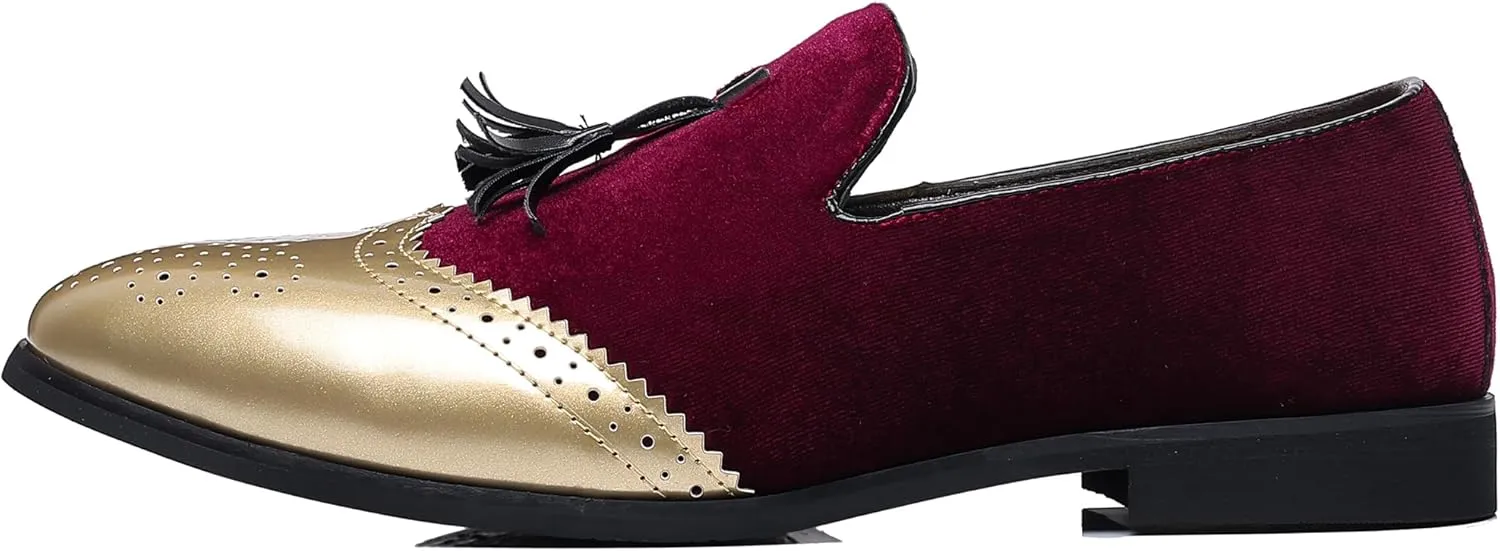COSIDRAM Men's Casual Shoes Tassel Loafers Wingtip Brogues Comfort Slip on Walking Velvet Shoes