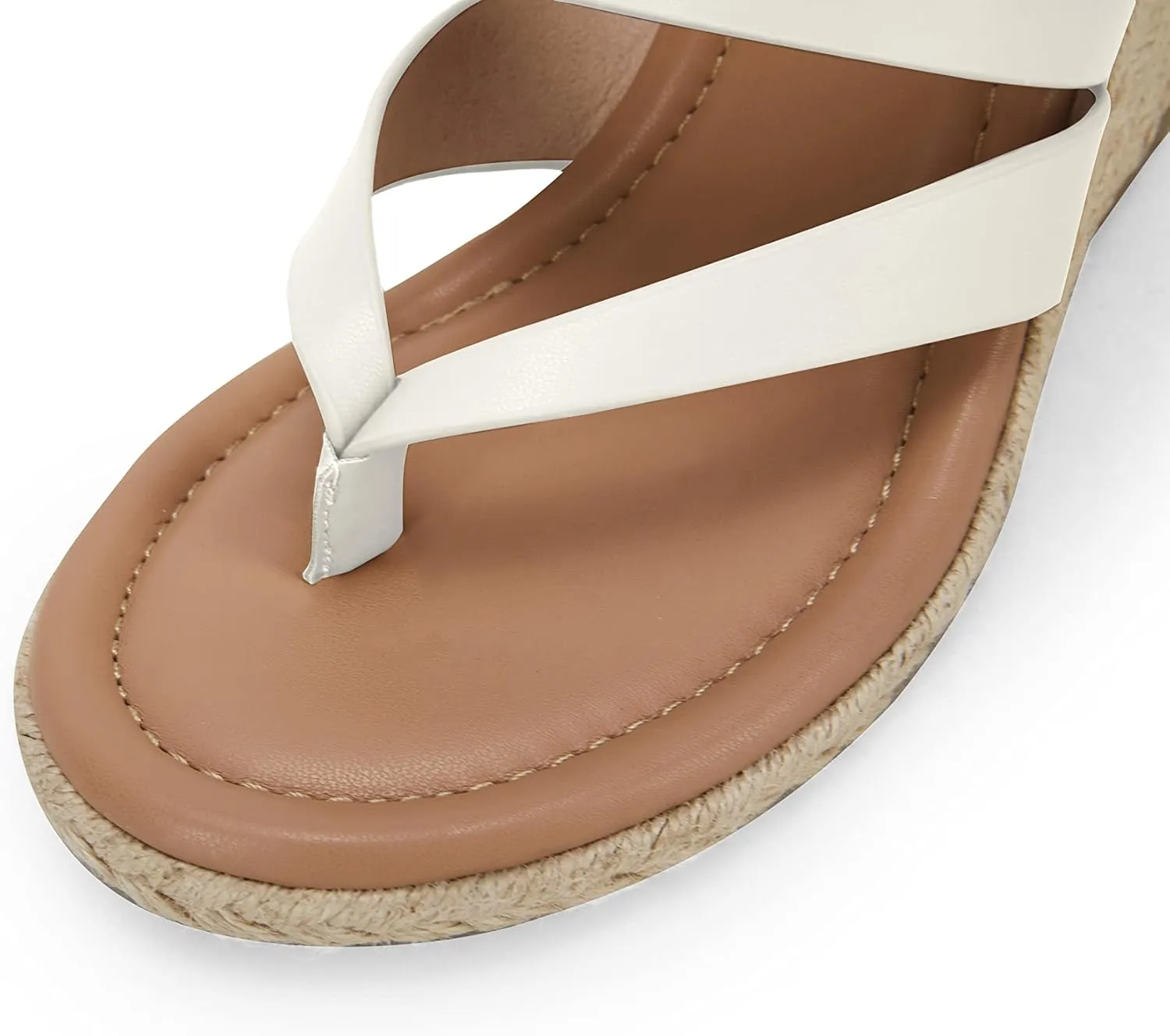 Coutgo Women's Espadrille Wedge Sandals Platform Thong Leather Strap Slides Backless Slip On Summer Casual Flip Flops