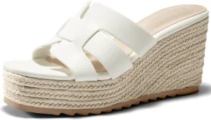 Coutgo Women's Wedge Sandals Platform Espadrille Heels Open Toe Strappy Slip On Casual Summer Slide Shoes