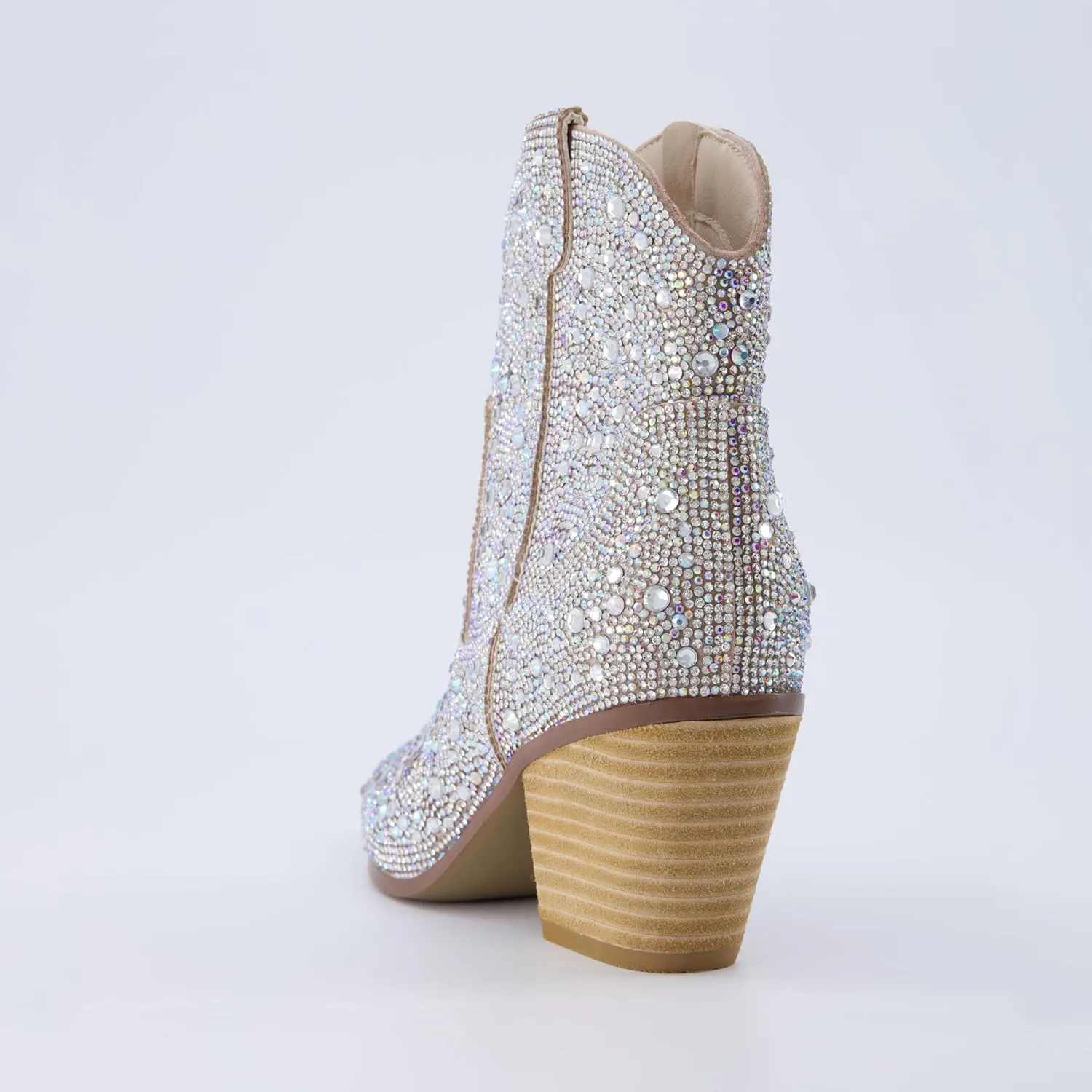 CUSHIONAIRE Women's Bravo Rhinestone Western Boots with  Memory Foam, Sparkly Cowboy Ankle Booties