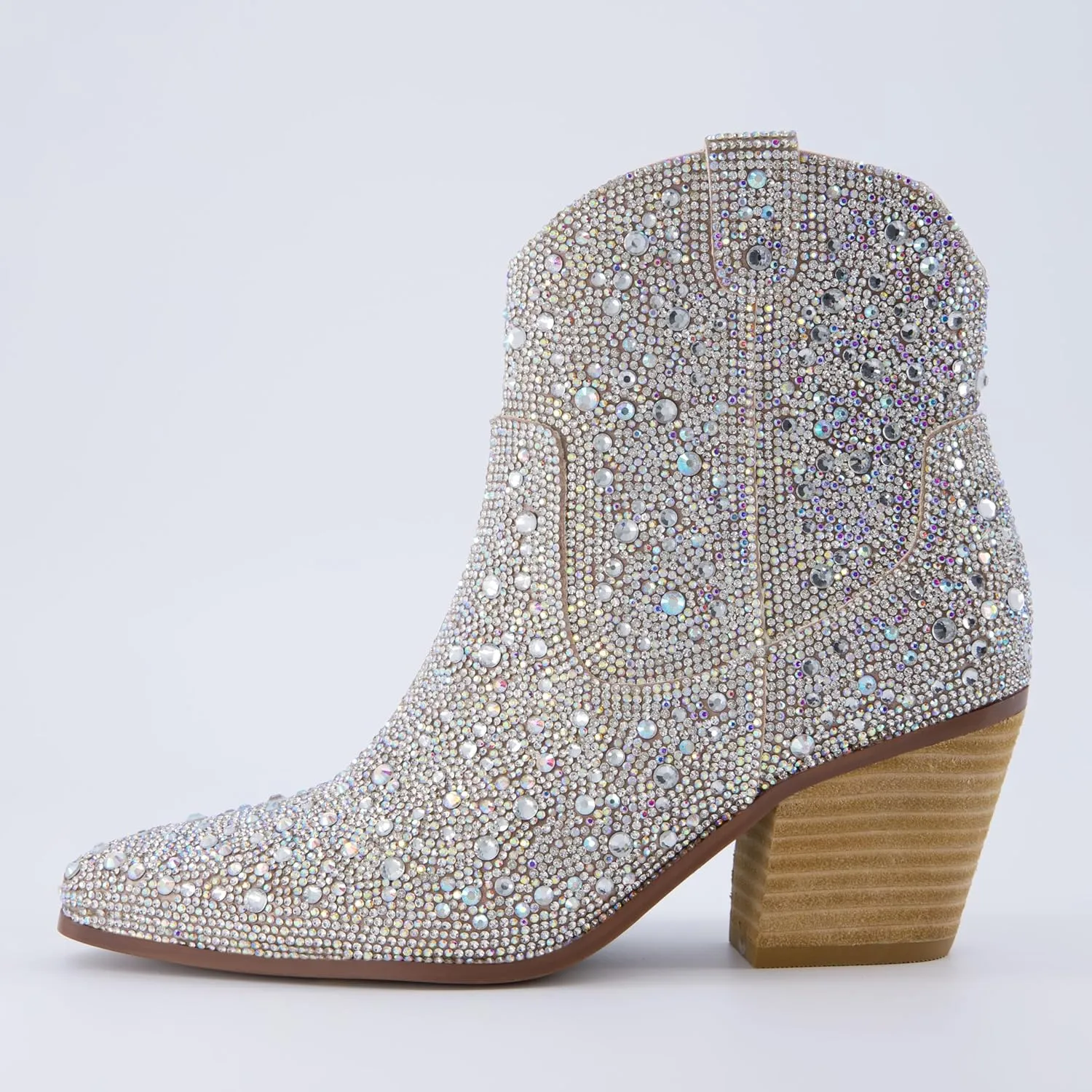 CUSHIONAIRE Women's Bravo Rhinestone Western Boots with  Memory Foam, Sparkly Cowboy Ankle Booties