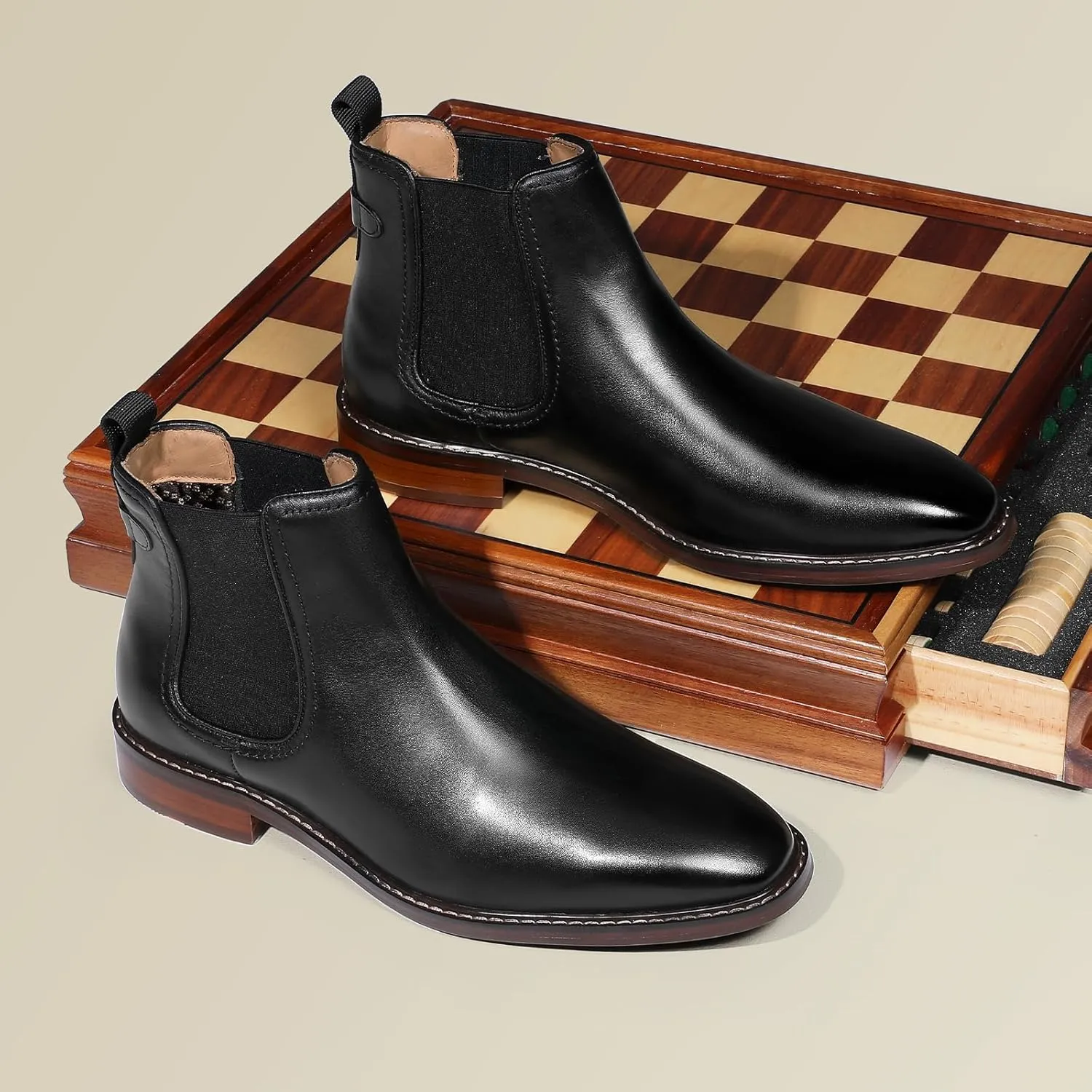 DESAI Men’s Chelsea Boots Genuine Leather Dress Boots Casual Chukka Ankle Boots for Men