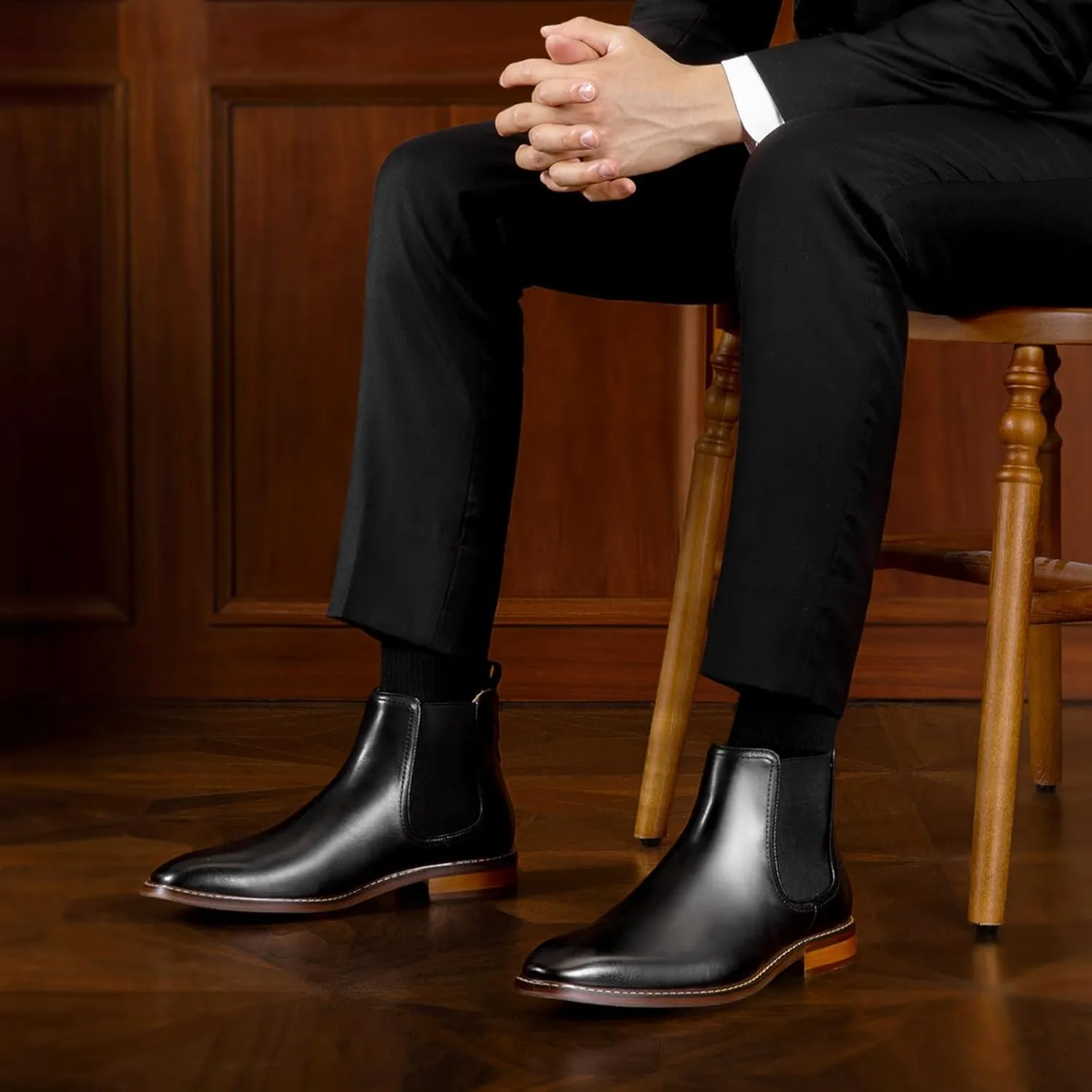 DESAI Men’s Chelsea Boots Genuine Leather Dress Boots Casual Chukka Ankle Boots for Men