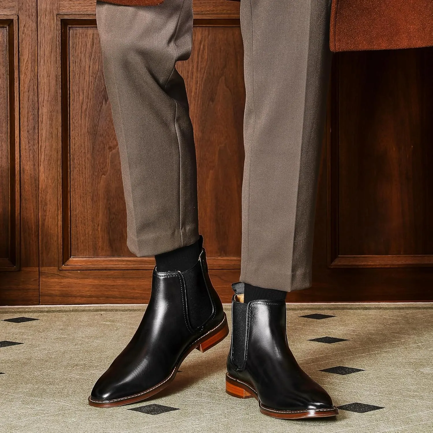 DESAI Men’s Chelsea Boots Genuine Leather Dress Boots Casual Chukka Ankle Boots for Men