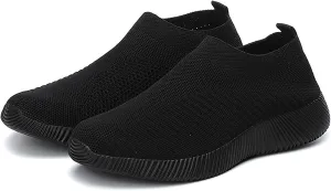 DESESE Womens Walking Shoes Slip On Casual Mesh Breathable Running Sneakers Lightweight Tennis Yoga Shoes Comfort Elastic Sock Loafers Non-Slip Fall Shoes