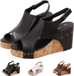 Dotmalls Wedge Sandals, Summer Flat Wedge Heel Fish Mouth Casual Women's Sandals, Women's Comfy Orthotic Sandals
