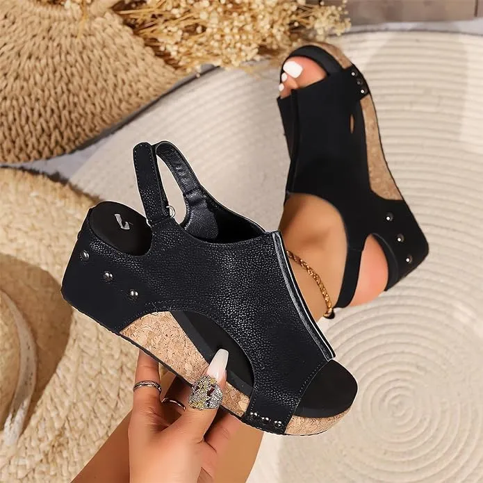Dotmalls Wedge Sandals, Summer Flat Wedge Heel Fish Mouth Casual Women's Sandals, Women's Comfy Orthotic Sandals