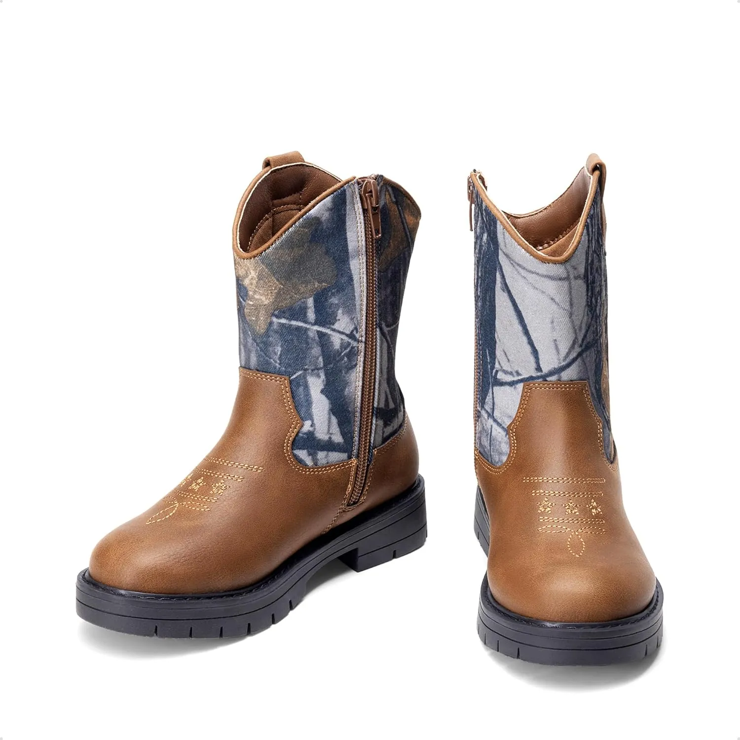 DREAM PAIRS Boys Girls Cowboy Boots Kids Western Riding Mid Calf Boots with Side Zipper (Toddler/Little Kid/Big Kid)