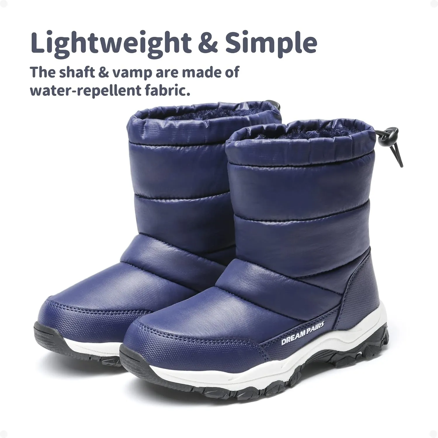 DREAM PAIRS Boys Girls Snow Boots Lightweight Slip Resistant Mid Calf Winter Shoes for Little/Big Kid