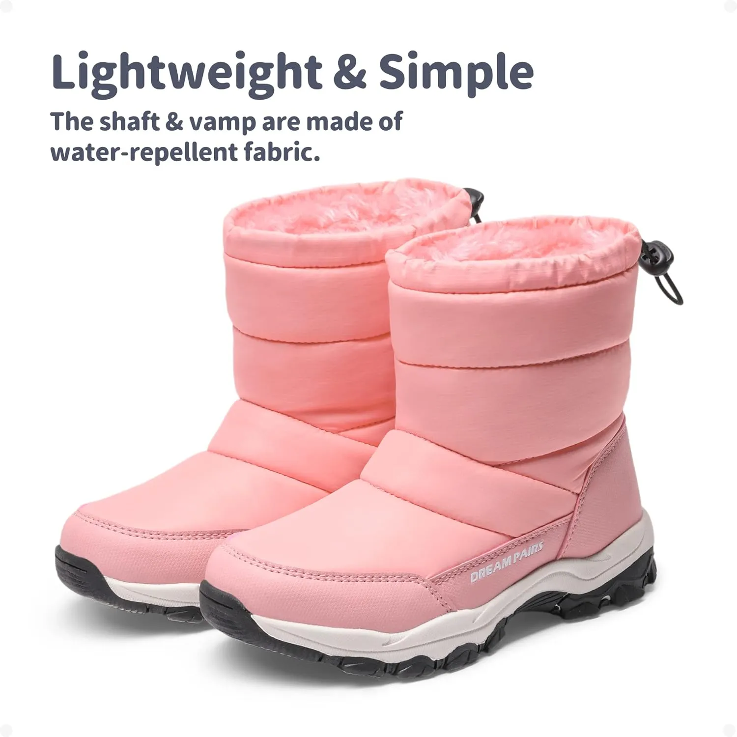 DREAM PAIRS Boys Girls Snow Boots Lightweight Slip Resistant Mid Calf Winter Shoes for Little/Big Kid