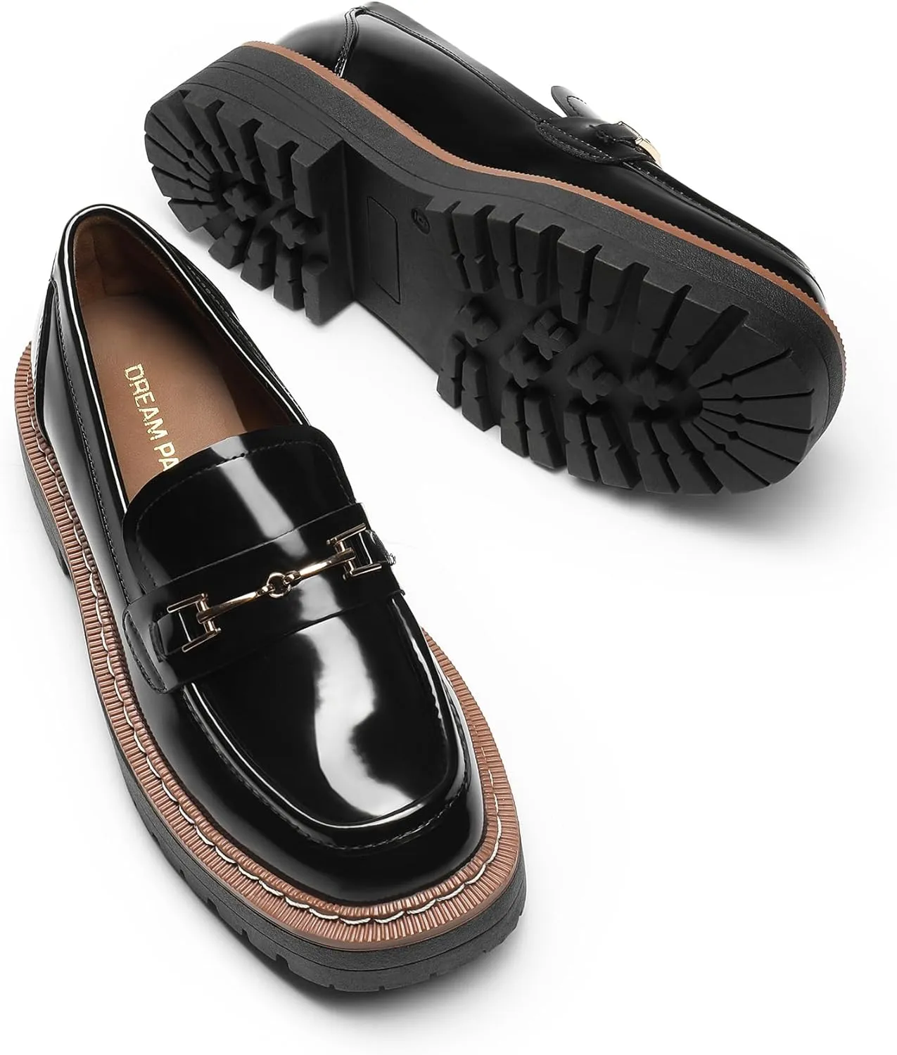DREAM PAIRS Loafers for Women Platform Chunky Heel Slip On Loafers Business Office Casual Dressy Loafer Shoes