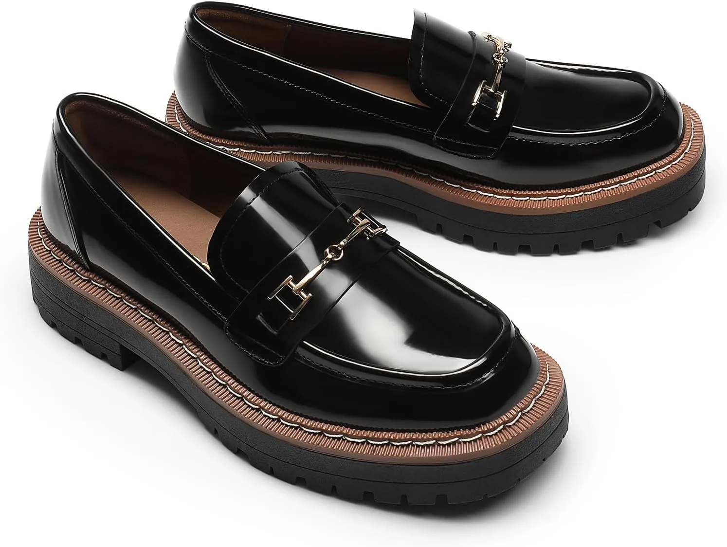 DREAM PAIRS Loafers for Women Platform Chunky Heel Slip On Loafers Business Office Casual Dressy Loafer Shoes