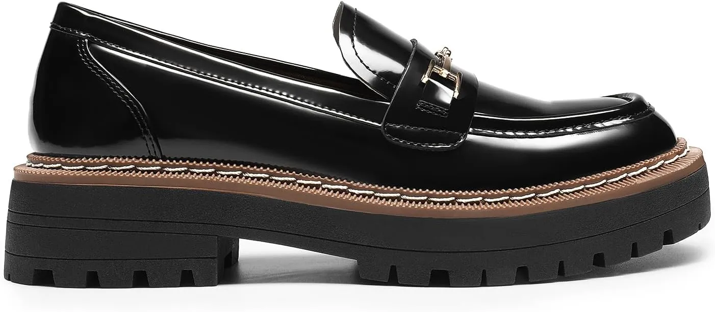 DREAM PAIRS Loafers for Women Platform Chunky Heel Slip On Loafers Business Office Casual Dressy Loafer Shoes