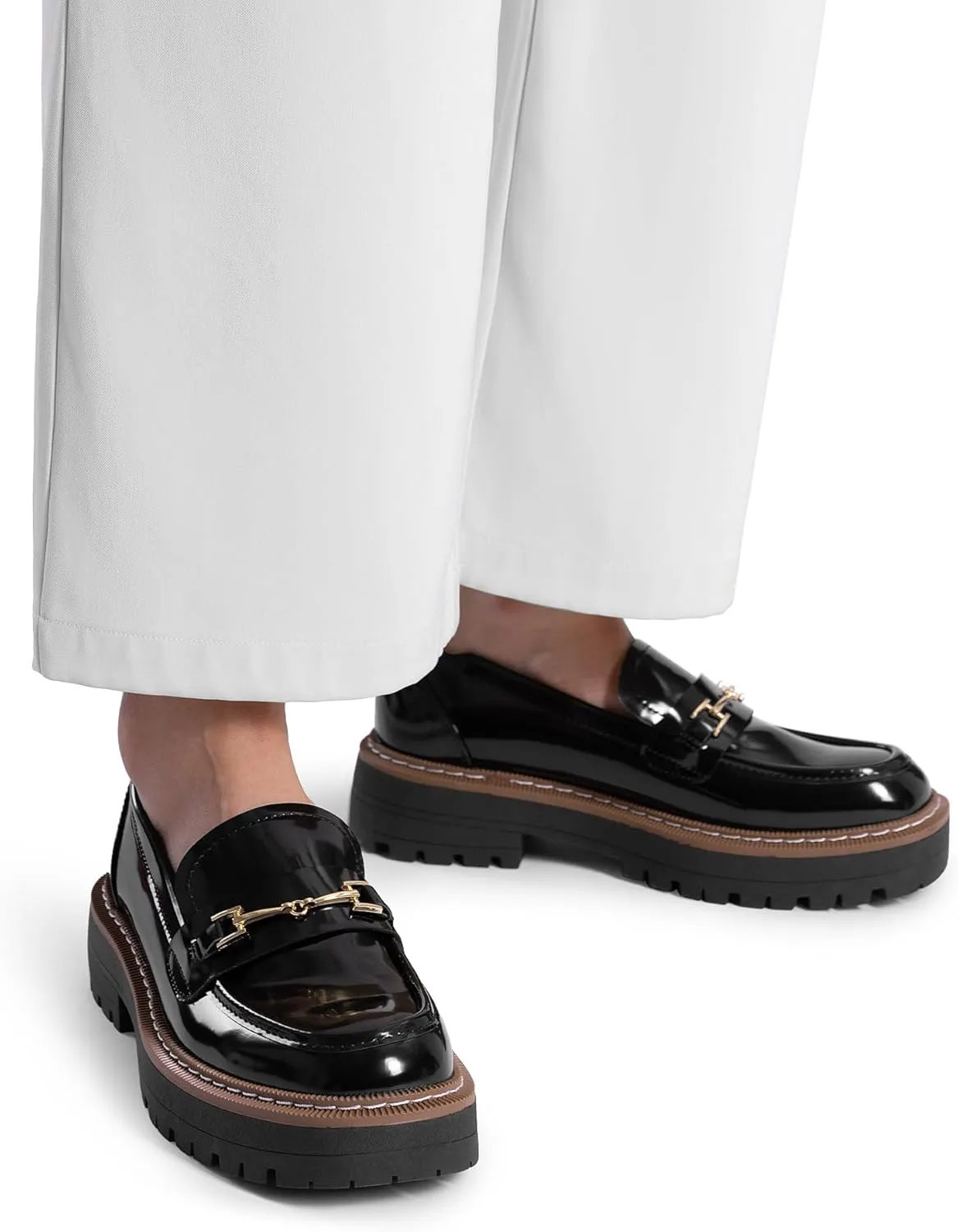 DREAM PAIRS Loafers for Women Platform Chunky Heel Slip On Loafers Business Office Casual Dressy Loafer Shoes