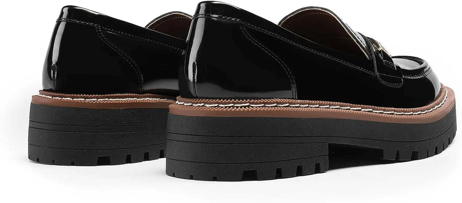 DREAM PAIRS Loafers for Women Platform Chunky Heel Slip On Loafers Business Office Casual Dressy Loafer Shoes