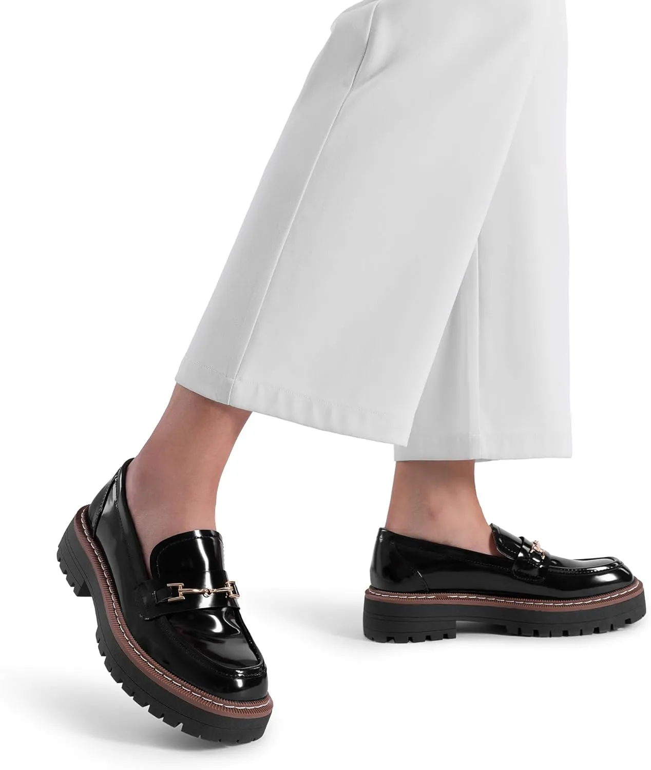 DREAM PAIRS Loafers for Women Platform Chunky Heel Slip On Loafers Business Office Casual Dressy Loafer Shoes