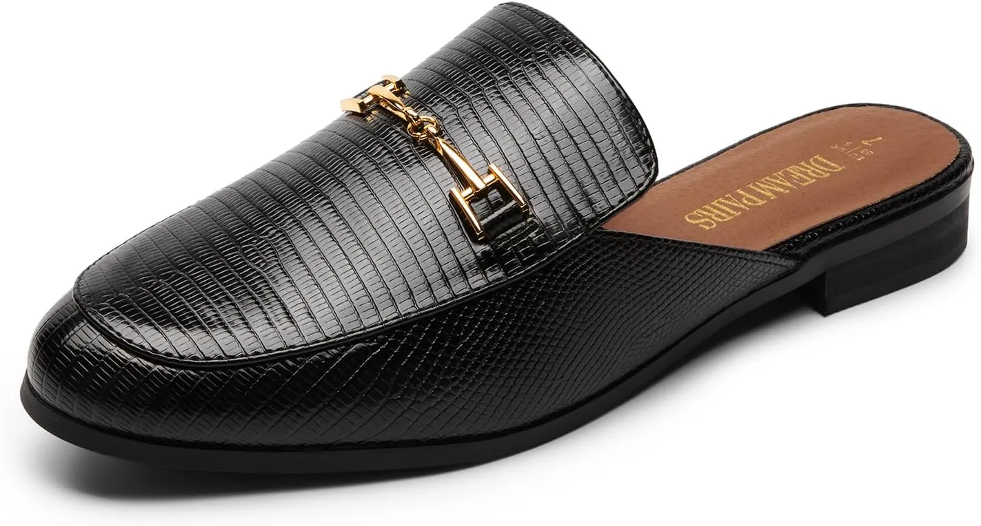 DREAM PAIRS Mules for Women Flats Comfortable Buckle Mules Slip on Slides Backless Loafers Shoes