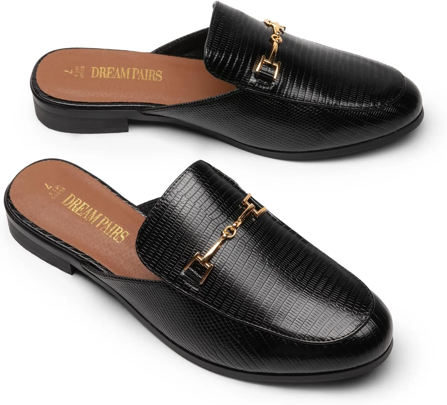 DREAM PAIRS Mules for Women Flats Comfortable Buckle Mules Slip on Slides Backless Loafers Shoes