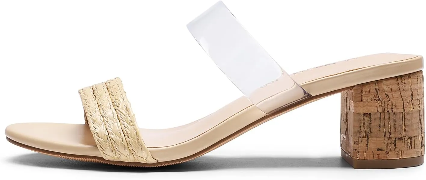 DREAM PAIRS Women's Two Braided Strap Low Heels for Women Open Toe Block Chunky Heels Sandals Holiday Party Wedding Dress Pumps Shoes