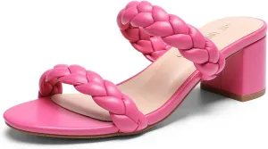 DREAM PAIRS Women's Two Braided Strap Low Heels for Women Open Toe Block Chunky Heels Sandals Holiday Party Wedding Dress Pumps Shoes