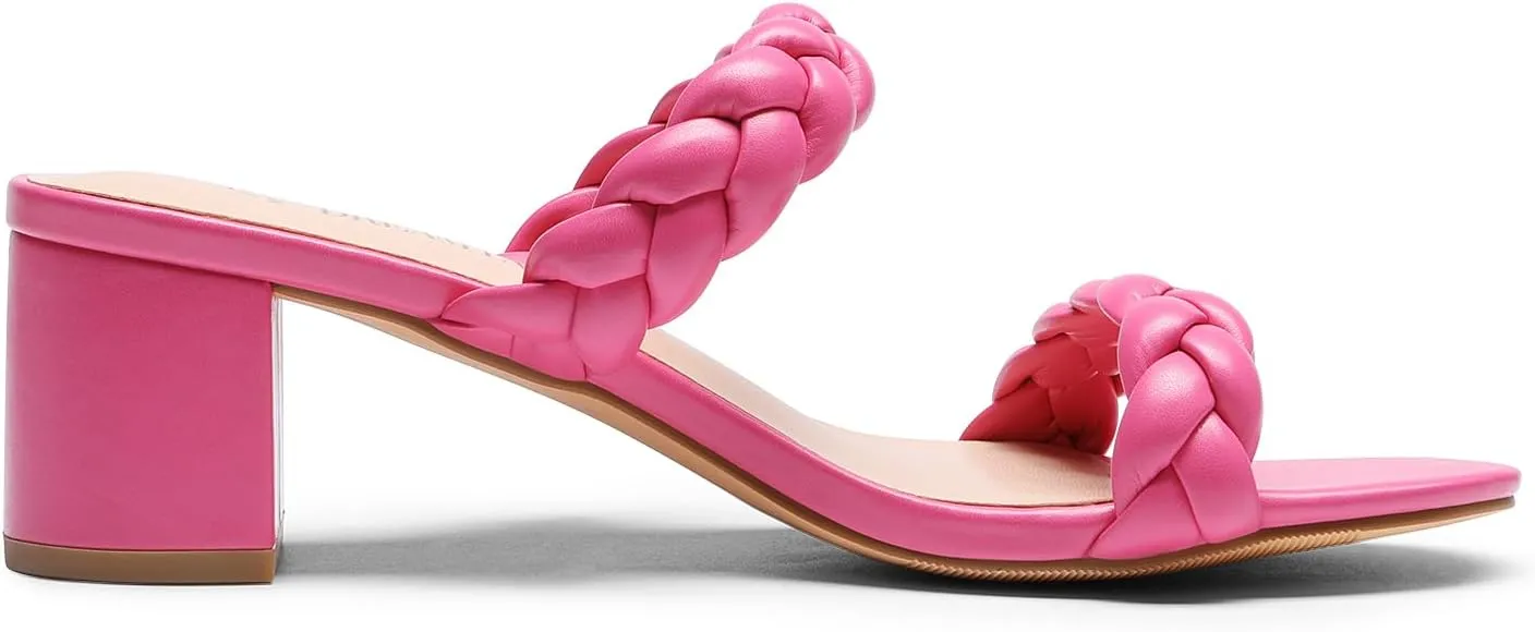 DREAM PAIRS Women's Two Braided Strap Low Heels for Women Open Toe Block Chunky Heels Sandals Holiday Party Wedding Dress Pumps Shoes