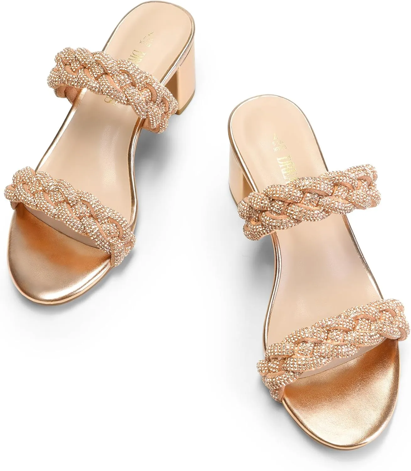 DREAM PAIRS Women's Two Braided Strap Low Heels for Women Open Toe Block Chunky Heels Sandals Holiday Party Wedding Dress Pumps Shoes