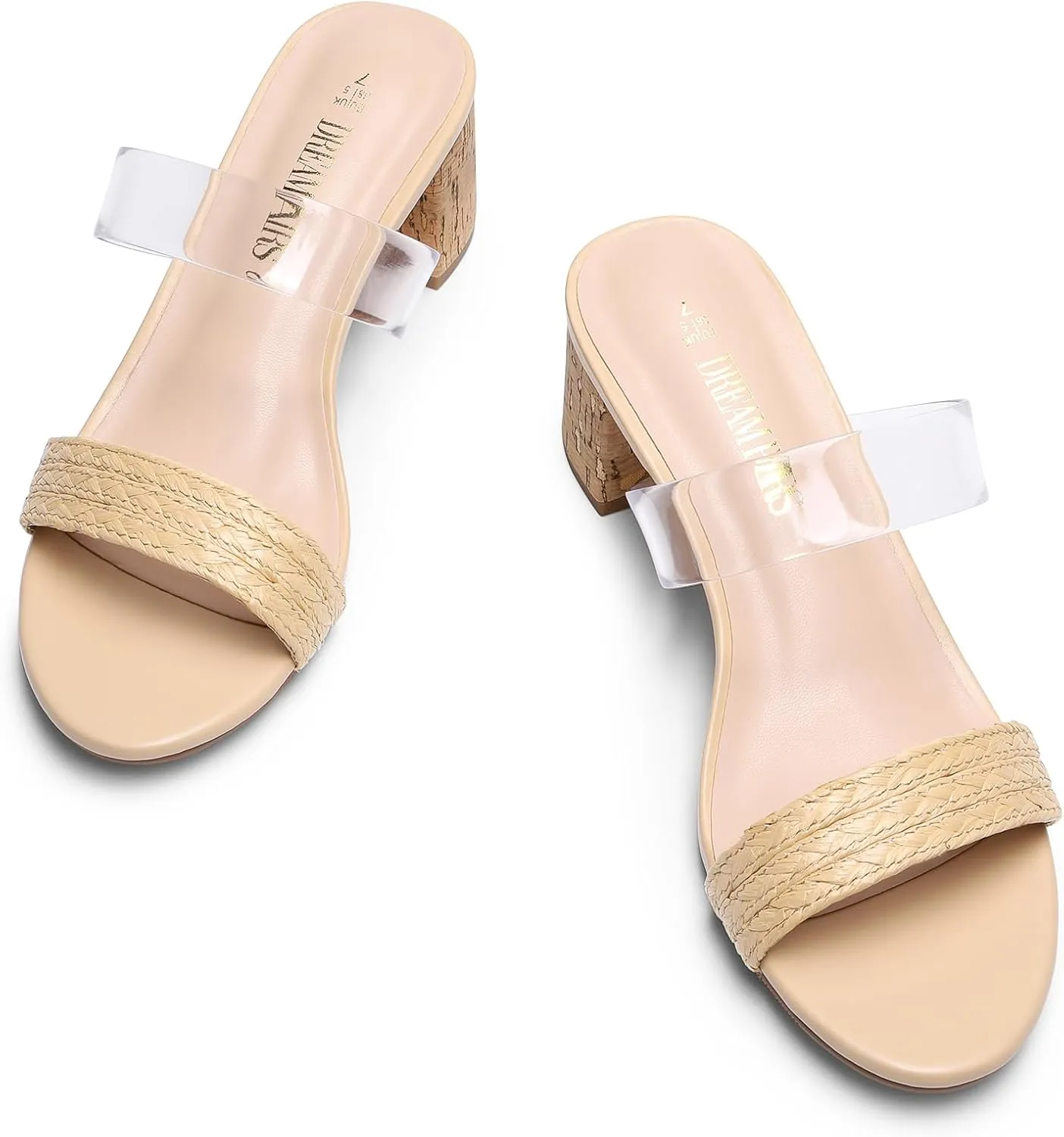 DREAM PAIRS Women's Two Braided Strap Low Heels for Women Open Toe Block Chunky Heels Sandals Holiday Party Wedding Dress Pumps Shoes