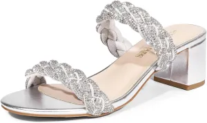 DREAM PAIRS Women's Two Braided Strap Low Heels for Women Open Toe Block Chunky Heels Sandals Holiday Party Wedding Dress Pumps Shoes
