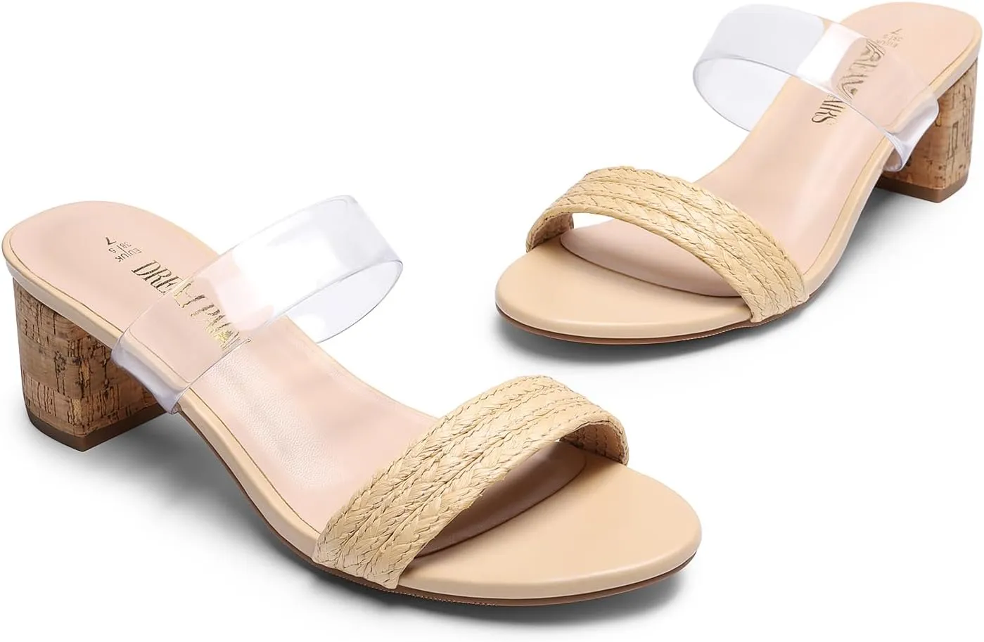 DREAM PAIRS Women's Two Braided Strap Low Heels for Women Open Toe Block Chunky Heels Sandals Holiday Party Wedding Dress Pumps Shoes