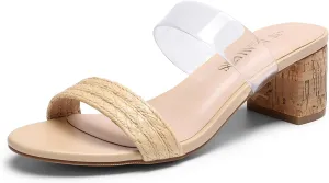 DREAM PAIRS Women's Two Braided Strap Low Heels for Women Open Toe Block Chunky Heels Sandals Holiday Party Wedding Dress Pumps Shoes
