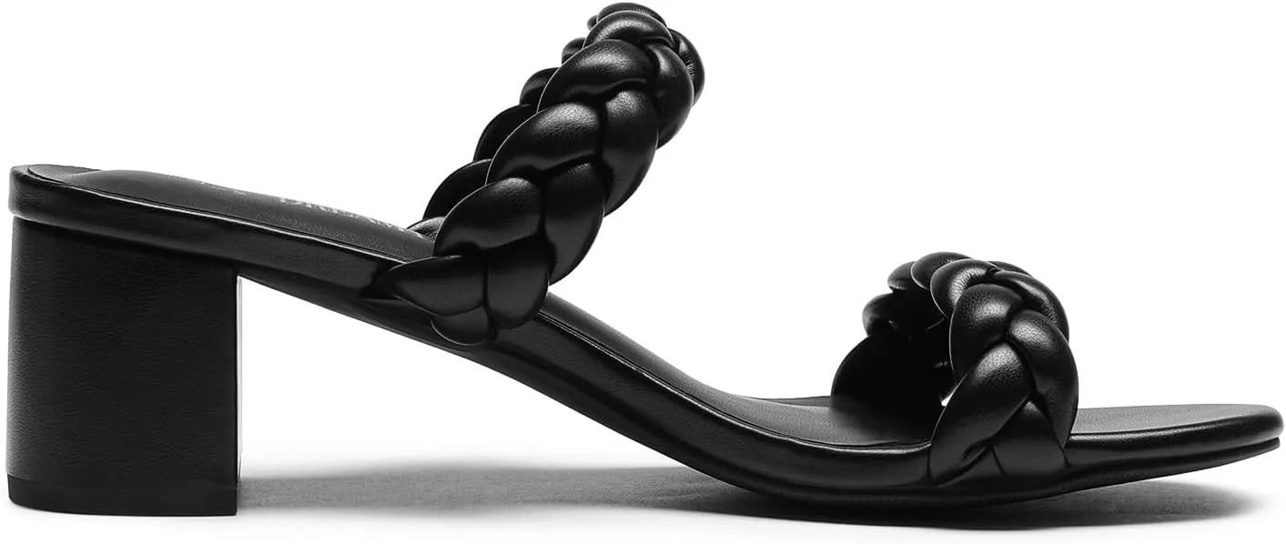 DREAM PAIRS Women's Two Braided Strap Low Heels for Women Open Toe Block Chunky Heels Sandals Holiday Party Wedding Dress Pumps Shoes