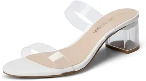 DREAM PAIRS Women's Two Strap Open Toe Low Block Chunky Heels Sandals Dress Pumps Casual Summer Mules Shoes