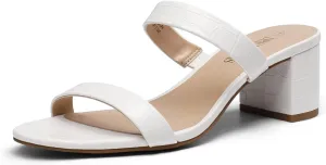 DREAM PAIRS Women's Two Strap Open Toe Low Block Chunky Heels Sandals Dress Pumps Casual Summer Mules Shoes