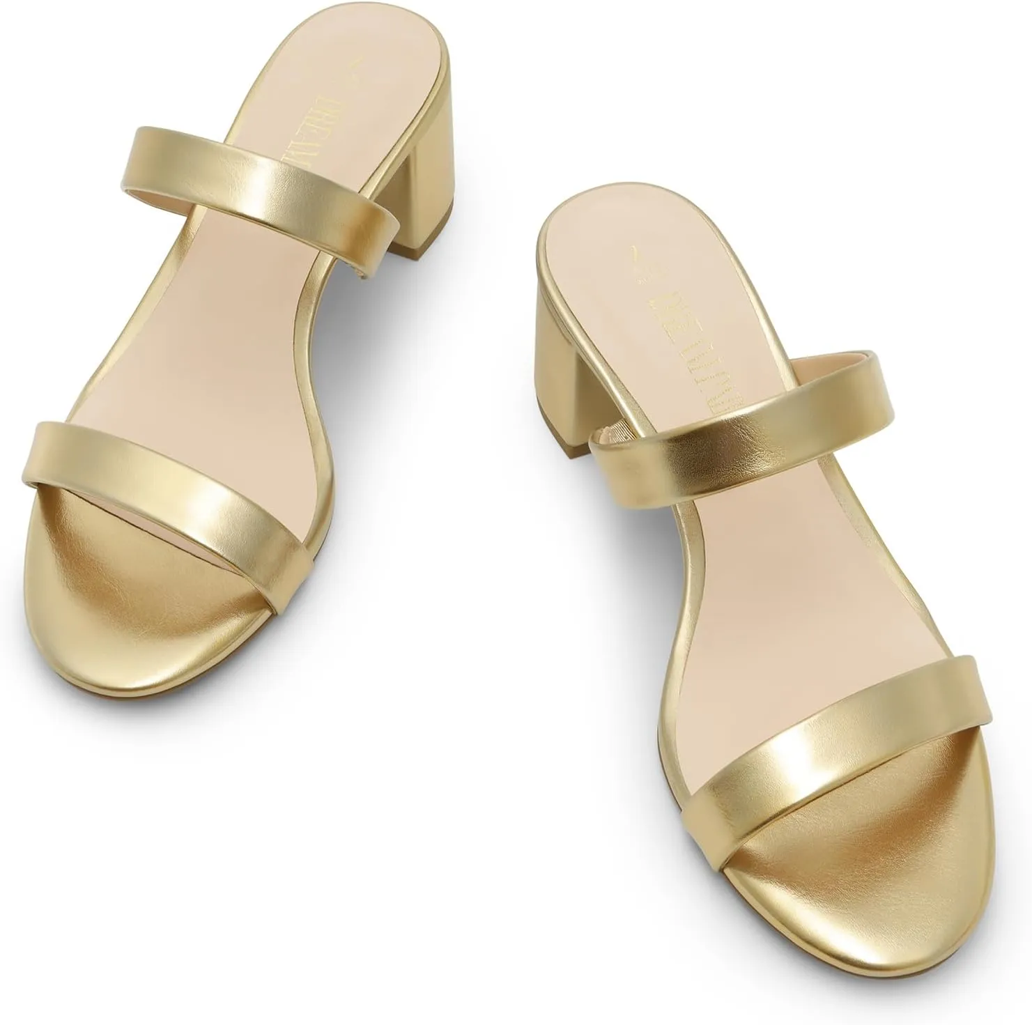 DREAM PAIRS Women's Two Strap Open Toe Low Block Chunky Heels Sandals Dress Pumps Casual Summer Mules Shoes