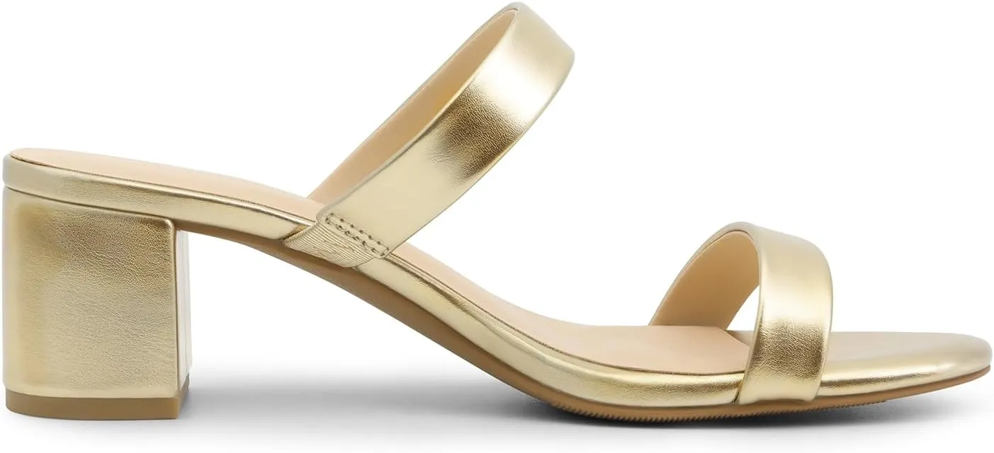 DREAM PAIRS Women's Two Strap Open Toe Low Block Chunky Heels Sandals Dress Pumps Casual Summer Mules Shoes