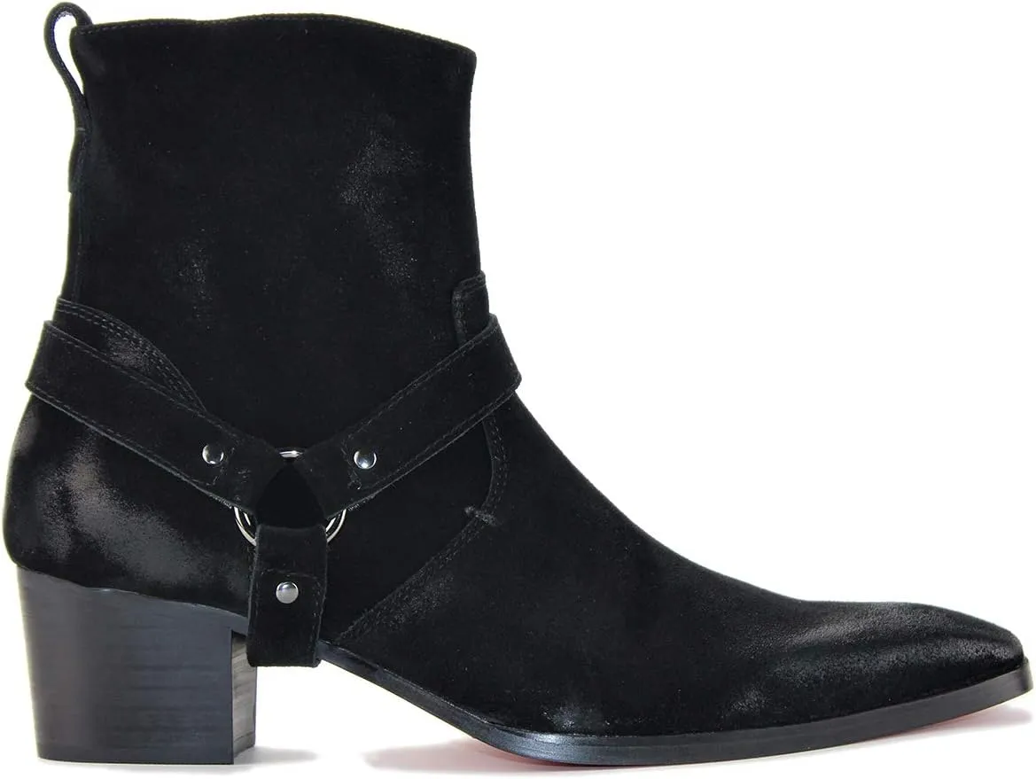 Dress Boot for Men Heels Casual Chelsea Combat Ankle Chukka Boots Zipper Black JY002