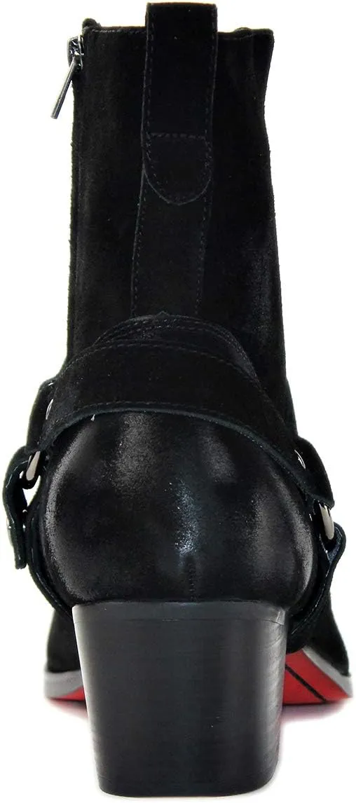 Dress Boot for Men Heels Casual Chelsea Combat Ankle Chukka Boots Zipper Black JY002