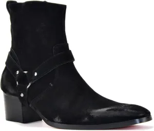 Dress Boot for Men Heels Casual Chelsea Combat Ankle Chukka Boots Zipper Black JY002