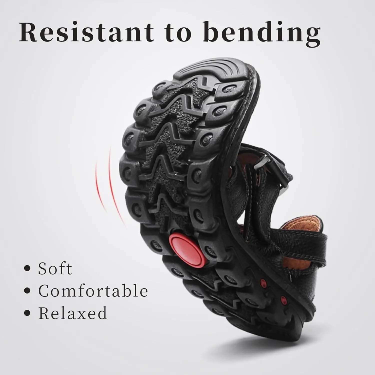 Driving Shoes Leather Sandals for Men Closed Toe Handmade Hiking Sandals for Men Breathable Mens Leather Sandals Pu