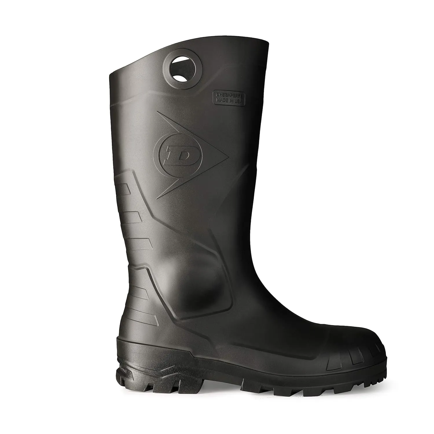 DUNLOP Protective Footwear, Chesapeake Steel Toe, 100% Waterproof, Lightweight, Industrial and Construction PVC Boots, Slip Resistant, 8677677.07, Size 7 US, Black