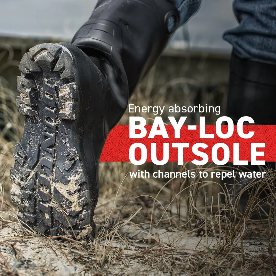 DUNLOP Protective Footwear, Chesapeake Steel Toe, 100% Waterproof, Lightweight, Industrial and Construction PVC Boots, Slip Resistant, 8677677.07, Size 7 US, Black