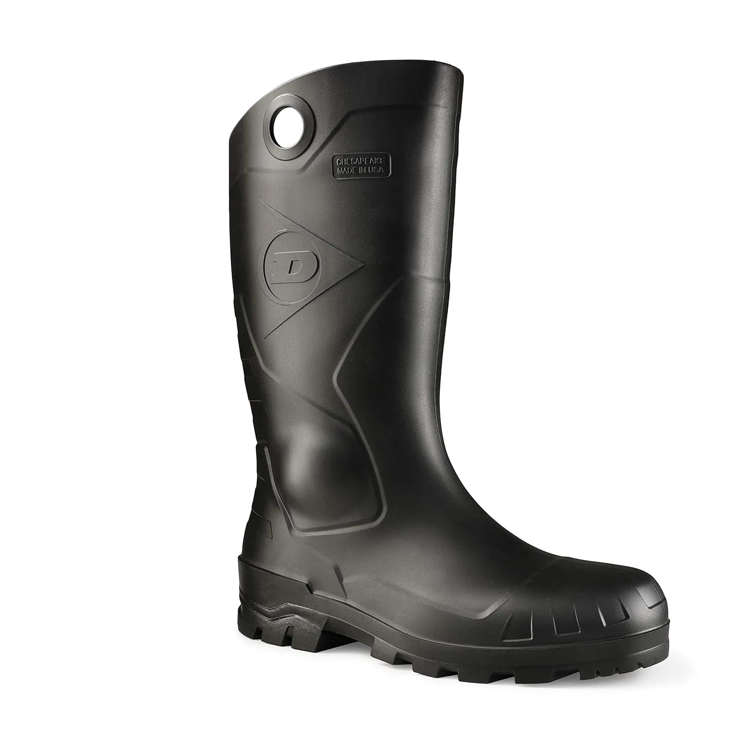 DUNLOP Protective Footwear, Chesapeake Steel Toe, 100% Waterproof, Lightweight, Industrial and Construction PVC Boots, Slip Resistant, 8677677.07, Size 7 US, Black