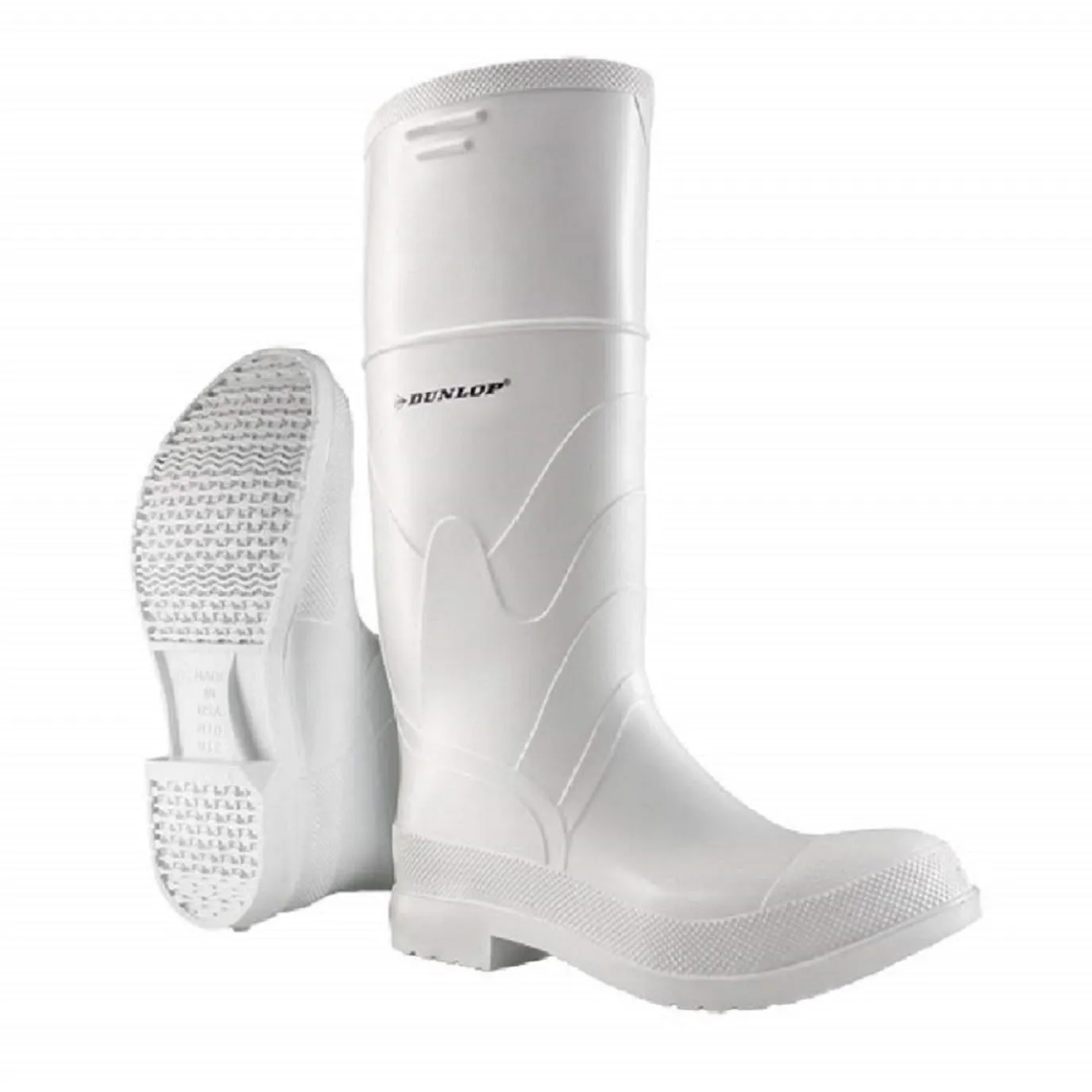 DUNLOP Protective Footwear, Steel Toe White Safety Lock, 100% Waterproof PVC, Lightweight and Durable Protective Footwear, Slip-Resistant, 8101200.08, Size 8 US