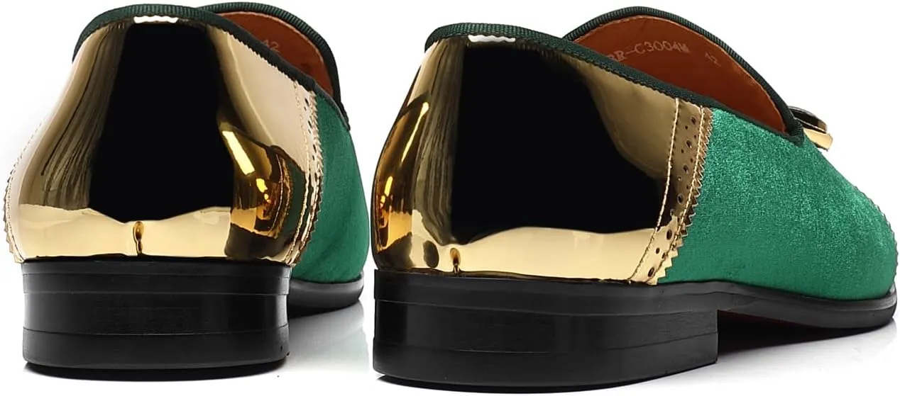 ELANROMAN Mens Dress Loafers Classic Patent Velvet Penny Tuxedo Shoes