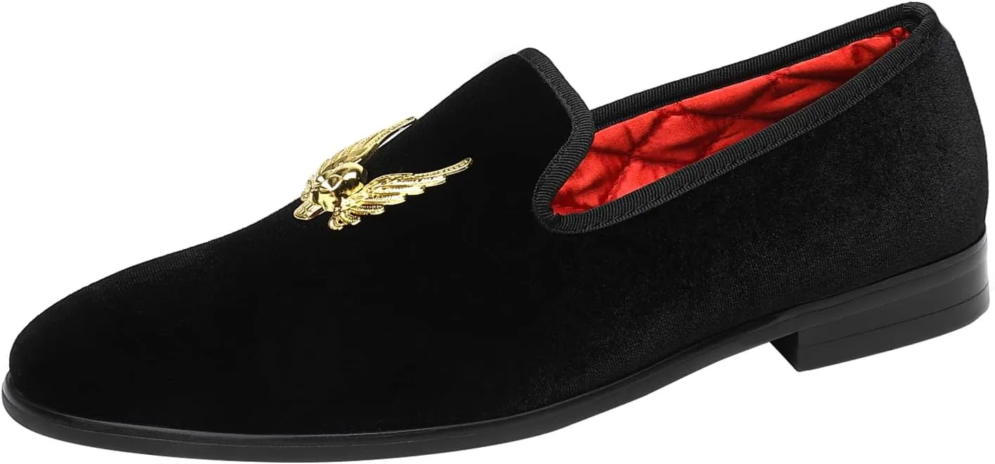 ELANROMAN Mens Dress Loafers Classic Patent Velvet Penny Tuxedo Shoes