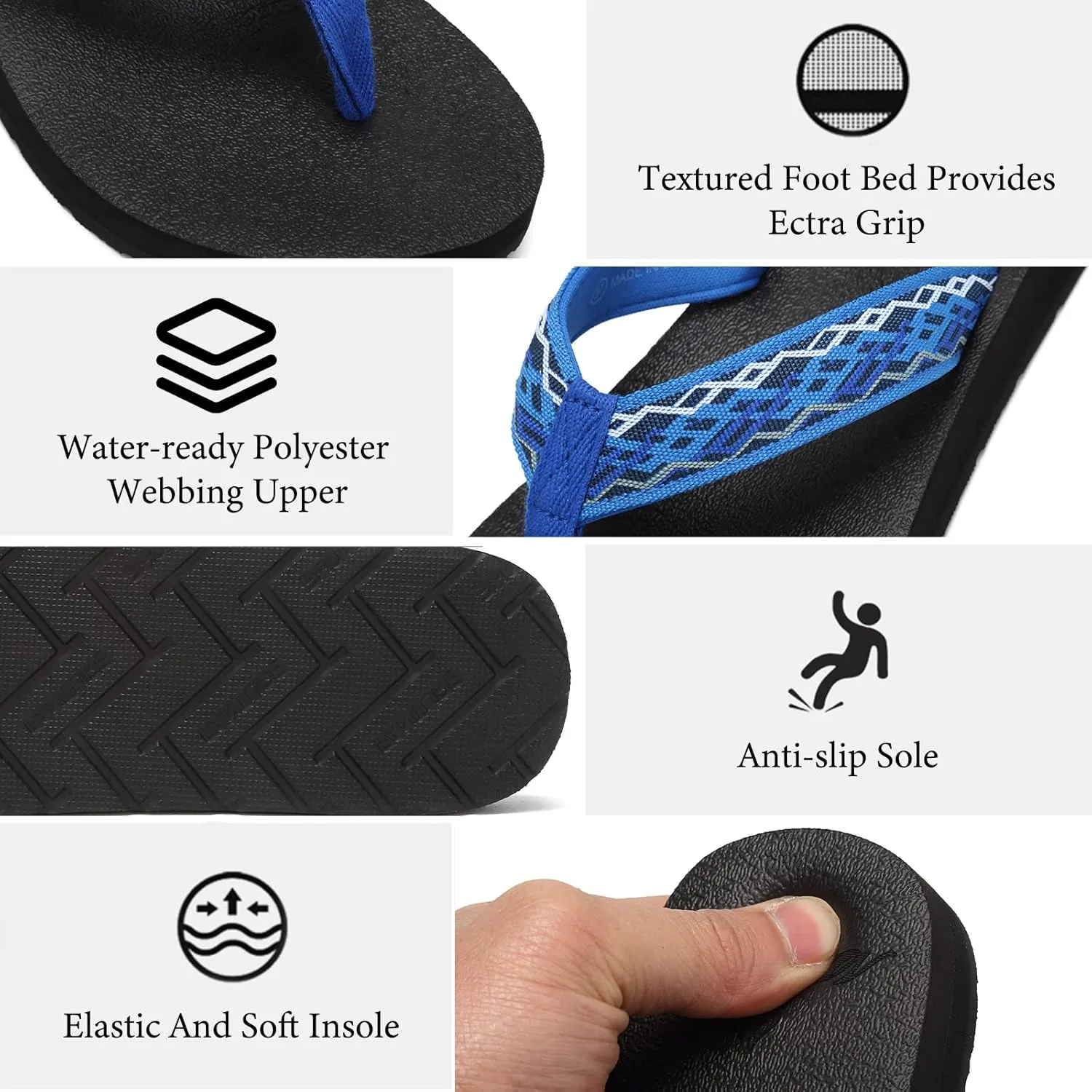 EQUICK Women's Flip Flops Arch Support Yago Mat Insole Sandal Casual Slipper Outdoor and Indoor-U219SLT003-N